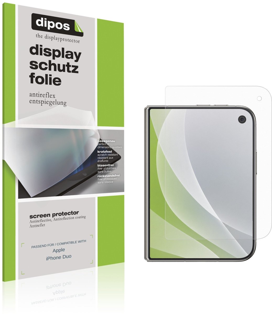 dipos – 4x Matte Beschermfolie geschikt voor Apple iPhone Duo Buitenkant | Krasbestendige & antireflecterende Screenprotector Ultra-Thin