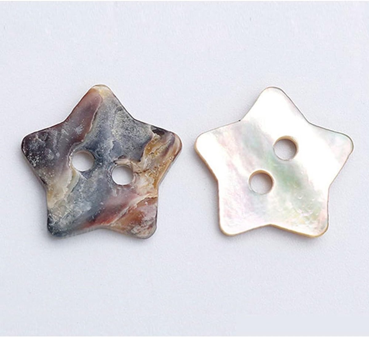 Knopen in de vorm van een hart ster bloem en vierkant van moeder van parel delicate natuurlijke schelpen voor naaien ambacht en scrapbooking