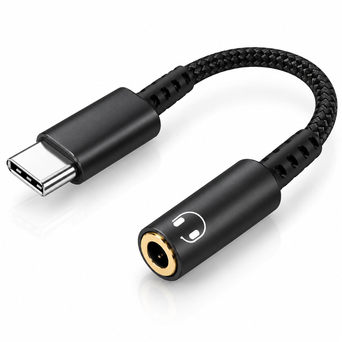 USB-C naar 3.5mm Jack Adapter - USB-C naar Aux Audio Adapter - 16Bit / 48Khz - Aluminium - Zwart