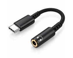 USB-C naar 3.5mm Jack Adapter - USB-C naar Aux Audio Adapter - 16Bit / 48Khz - Aluminium - Zwart
