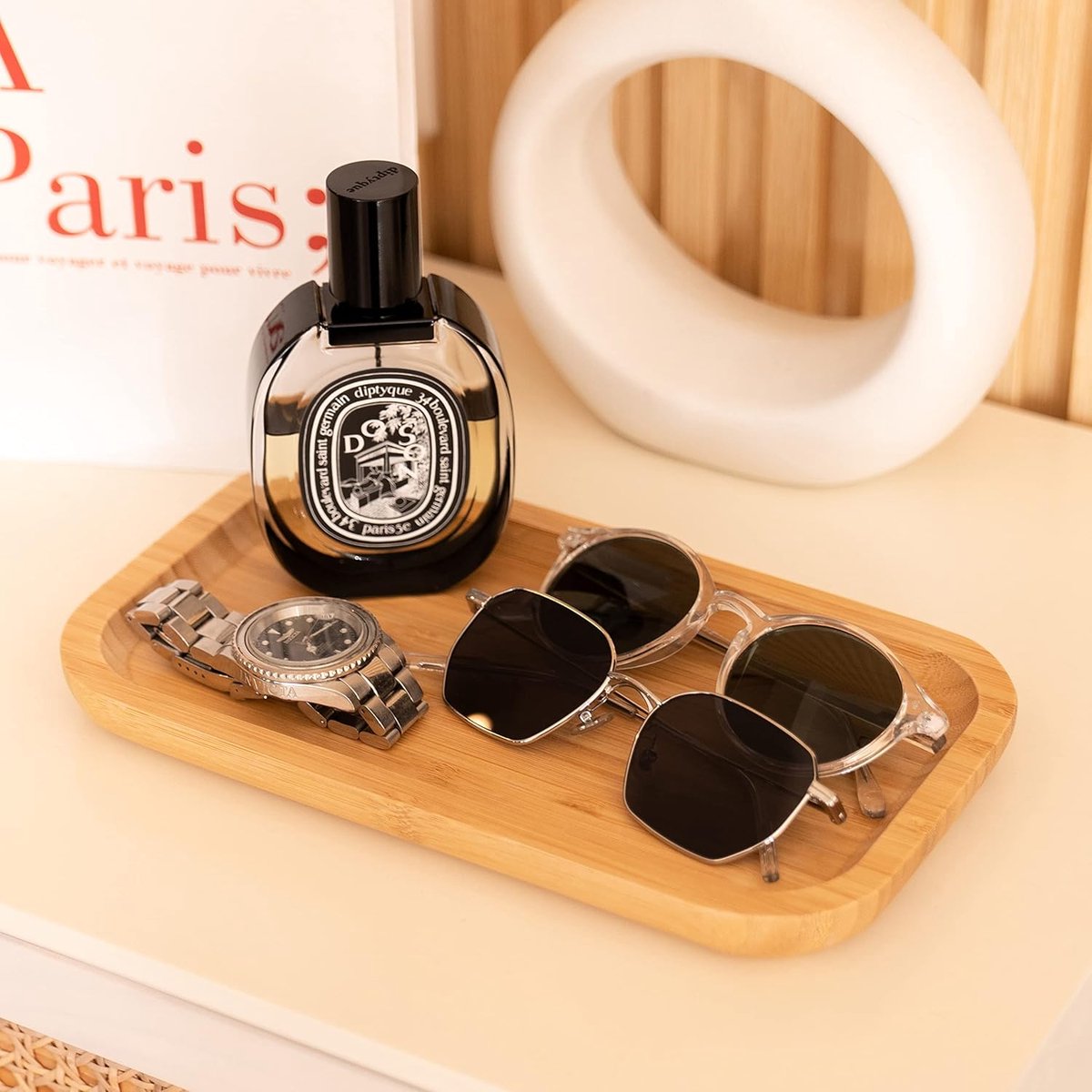 kaptafel, badkameraanrecht, toiletbak voor zeep, parfum en toiletartikelen, decoratieve badkamerorganizer, 36 x 15 x 2 cm