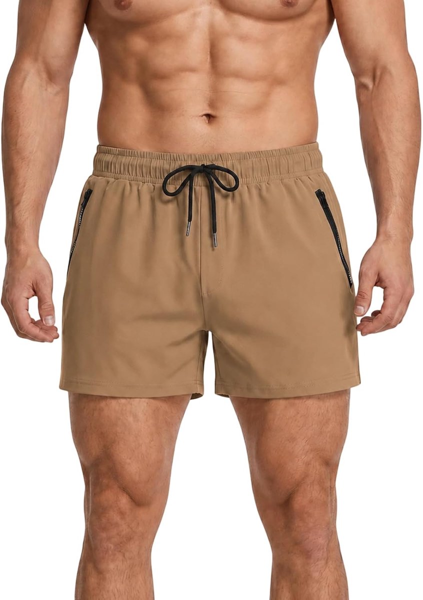 Sneldrogend Zwemshort voor Heren Strandshort met Mesh-voering Zomer Boardshort met Rritssluiting en Verstelbaar Trekkoord voor Strandzwemmen