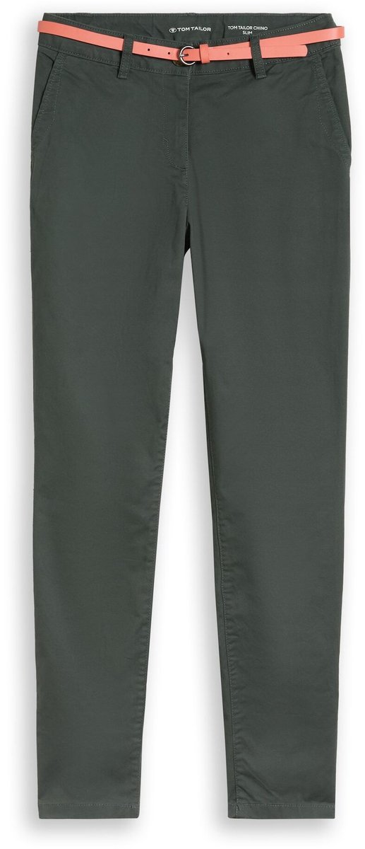 Tom Tailor - Chino met riem - Maat 36/32 - Darkest Olive