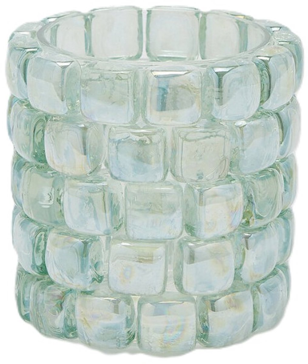 EDG - Waxinelichthouder - Glas - blauw - D13 x H12,5 cm - Opening 8 cm