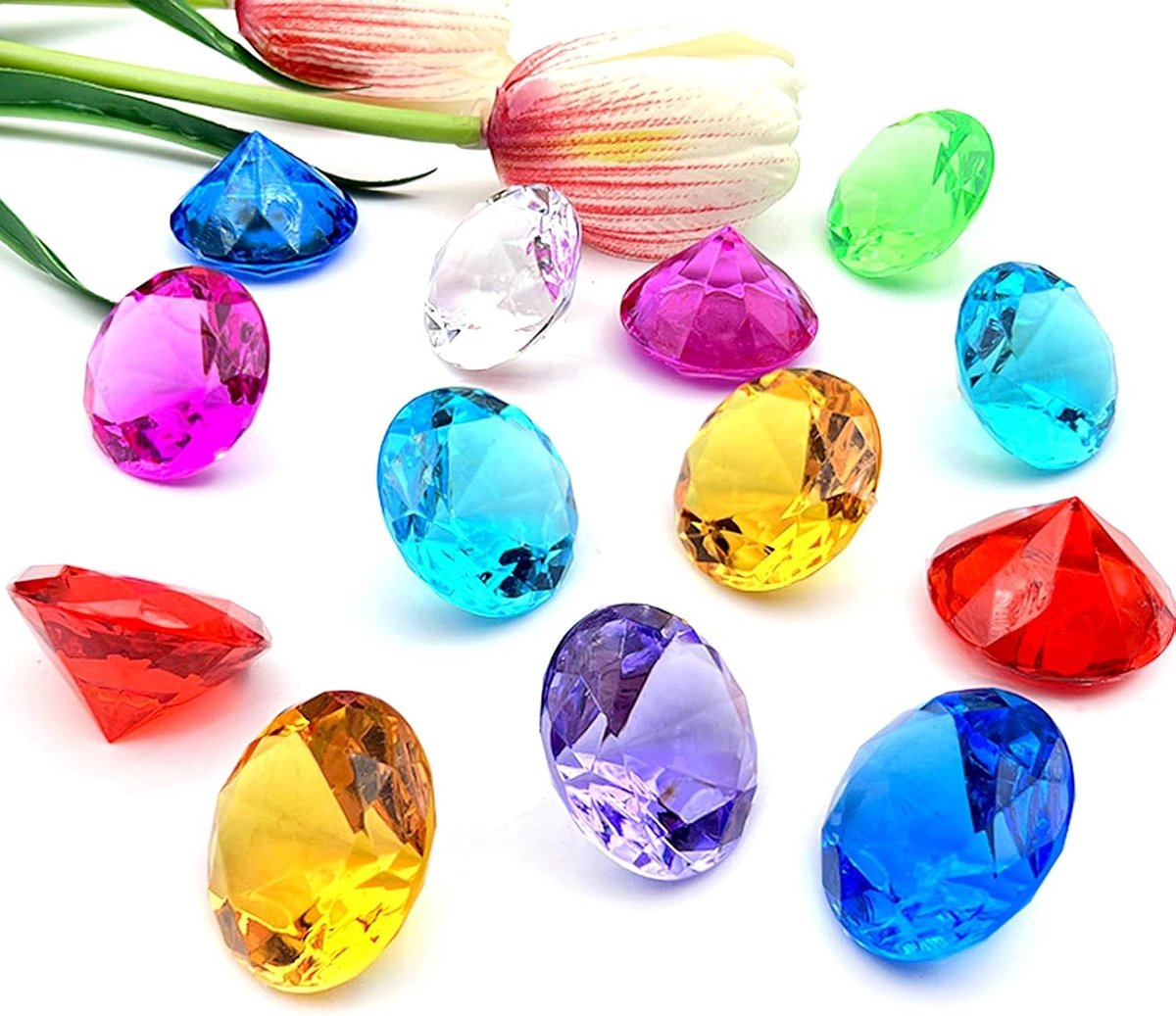 Kleurrijke Acryl Diamanten voor Kinderen, 30 Stuks, Transparante Edelstenen voor Tafelversiering, Creatief Speelgoed en Knutselmateriaal