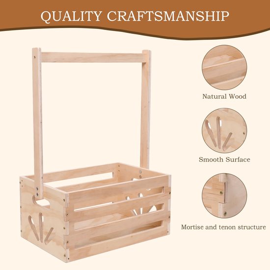 Houten opbergkrat voor baby - Babykamer krat met handvat - Opbergmand voor baby shower cadeaus en newborn spullen - Welkomstcadeau voor nieuwe ouders (exclusief hangers) — afbeelding 2