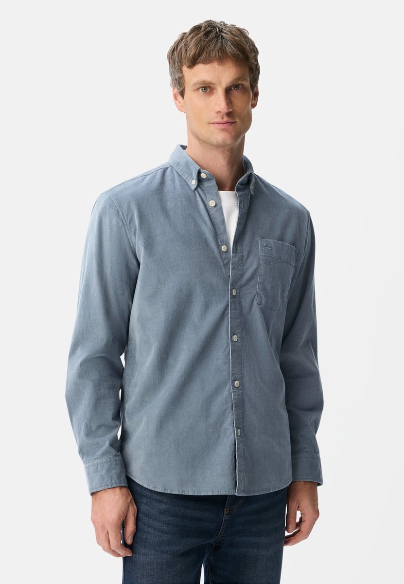 camel active Cord overhemd met 2-weg stretch - Maat - Steenblauwmenswear-6XL