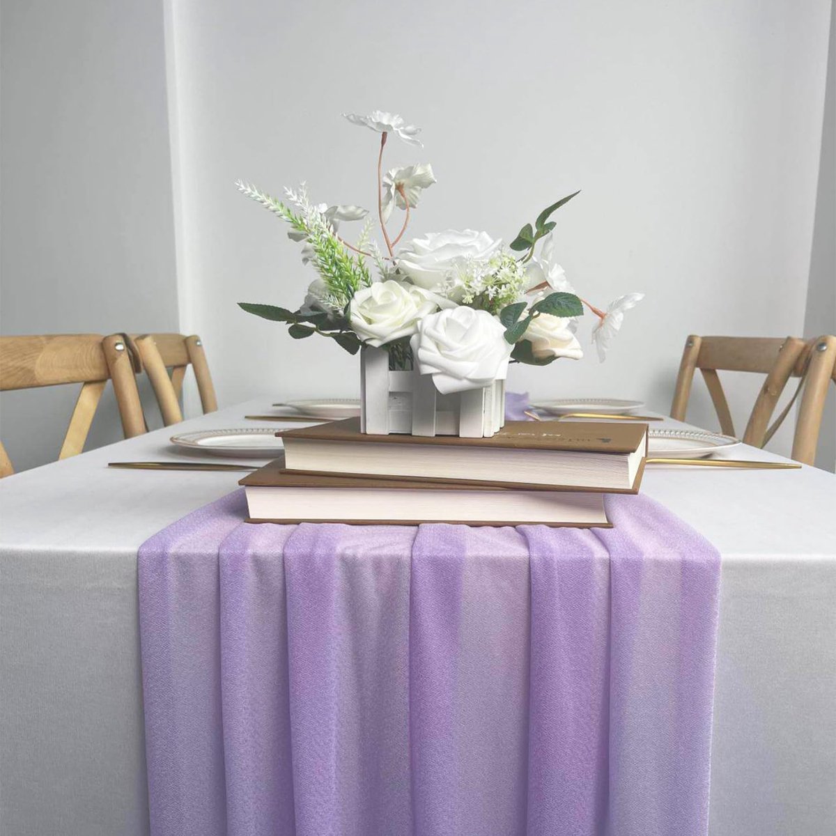 tafelloper, elegante tafeldecoratie (paars, 77 x 430 cm)