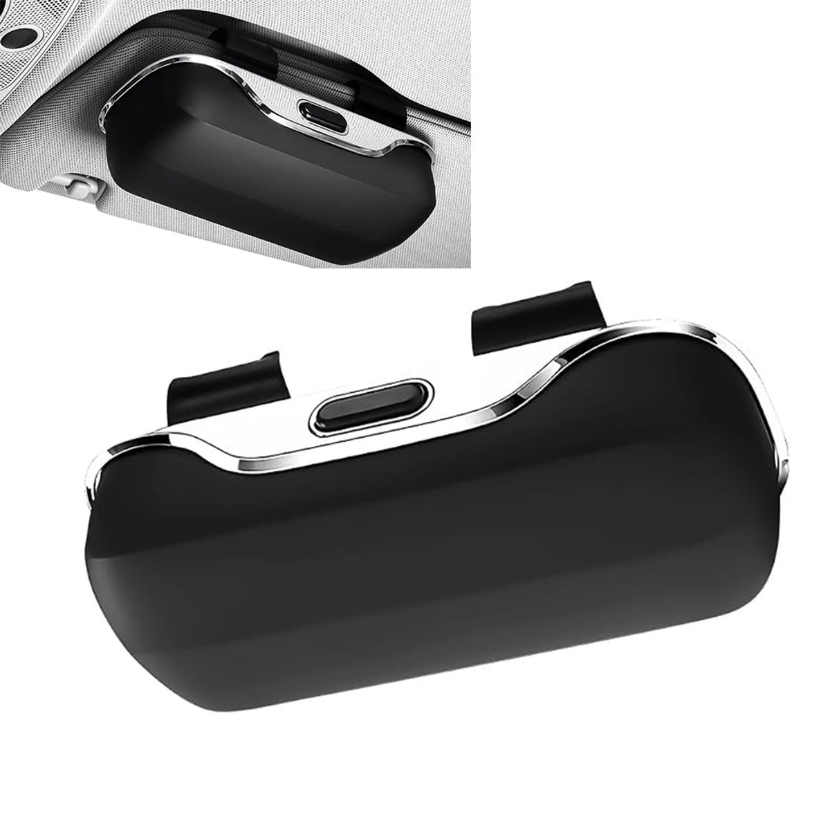 Autobrillenkoker - Autobrillenetui - Brillenetui - Zonnebrillenkoker - Zonnebrilclip voor zonneklep - Zachte autobrillen opbergdoos accessoire - Geschikt voor SUV's, auto's en vrachtwagens - 6,5 * 18,5 * 8,1 cm - Zwart