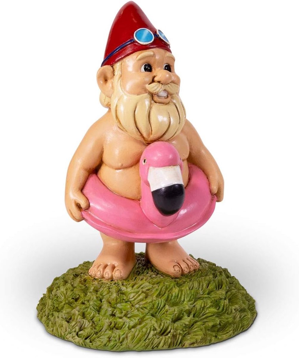 Tuinkabouter - flamingo zwembad drijvende gazon standbeeld beeldje - leuk cadeau