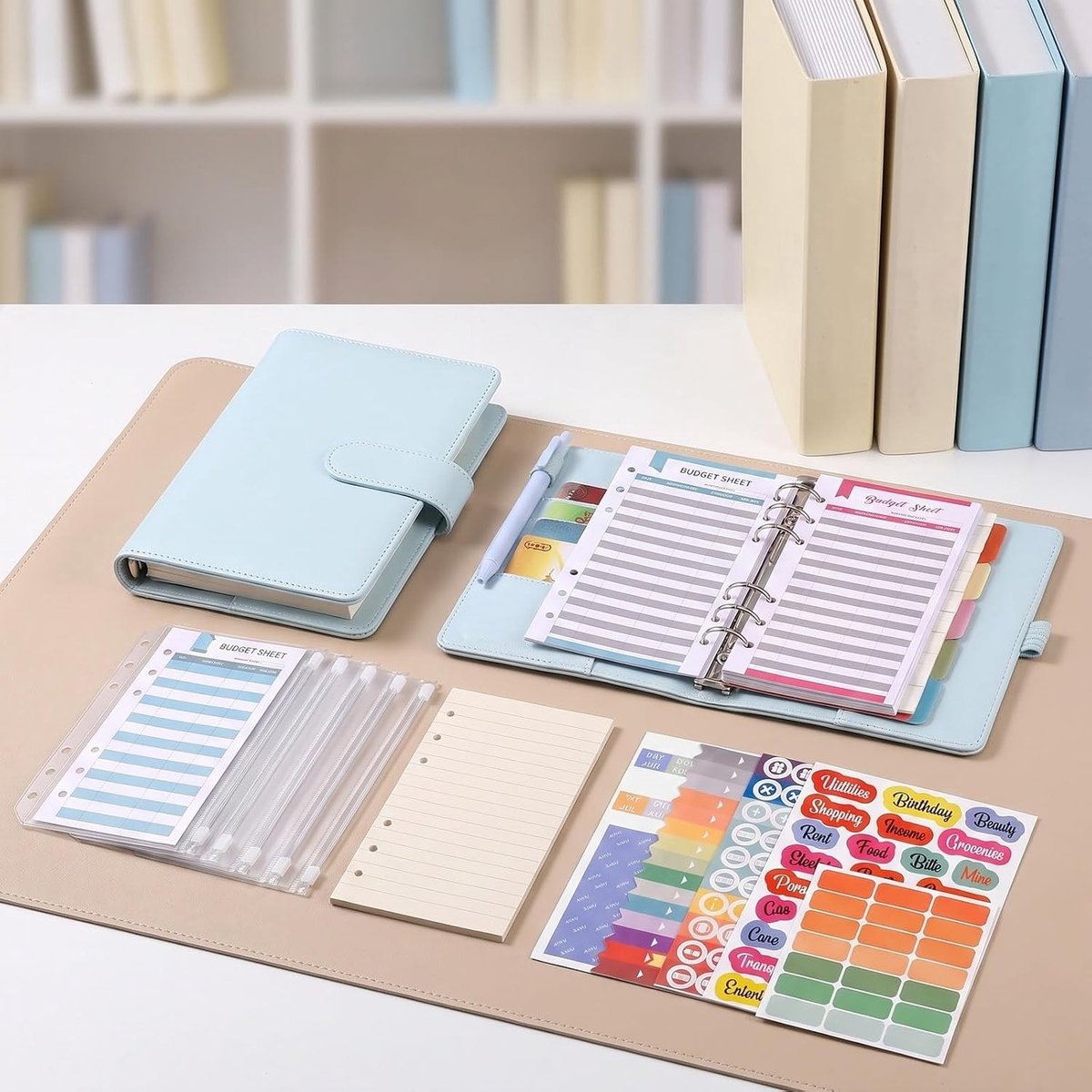 Persoonlijke budgetplanner A6 met 8 vakken, handige geld-organizer voor reizen en financieel overzicht