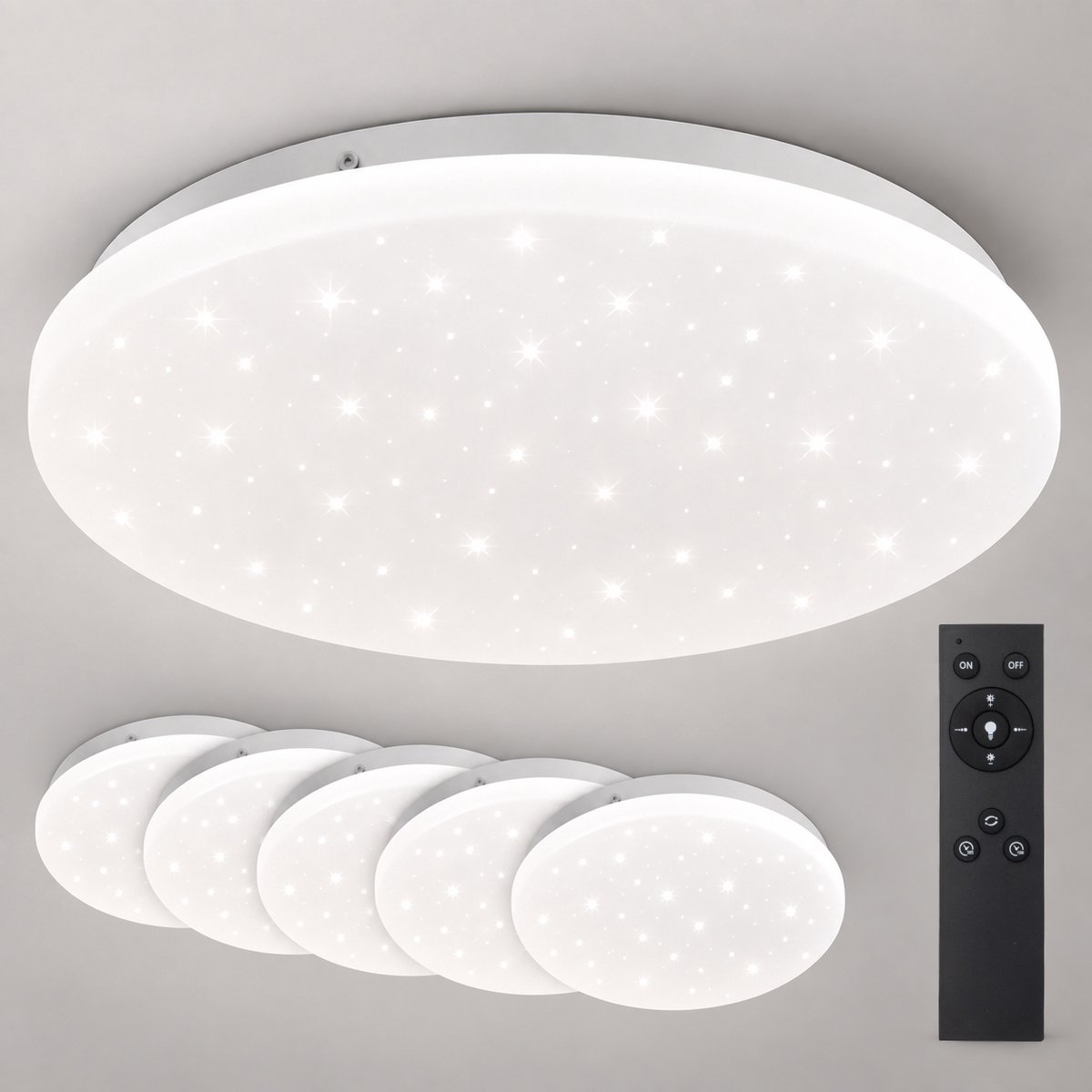 LOVHAUS 5x LED Ceiling Plafondlamp 28 cm – 24W 2400LM – Dimbaar Warm tot Koel Wit – Sterrenhemel – Afstandsbediening