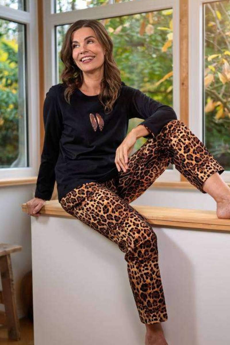 Katoenen dames pyjama zwart Ringella - Zwart - Maat - 48