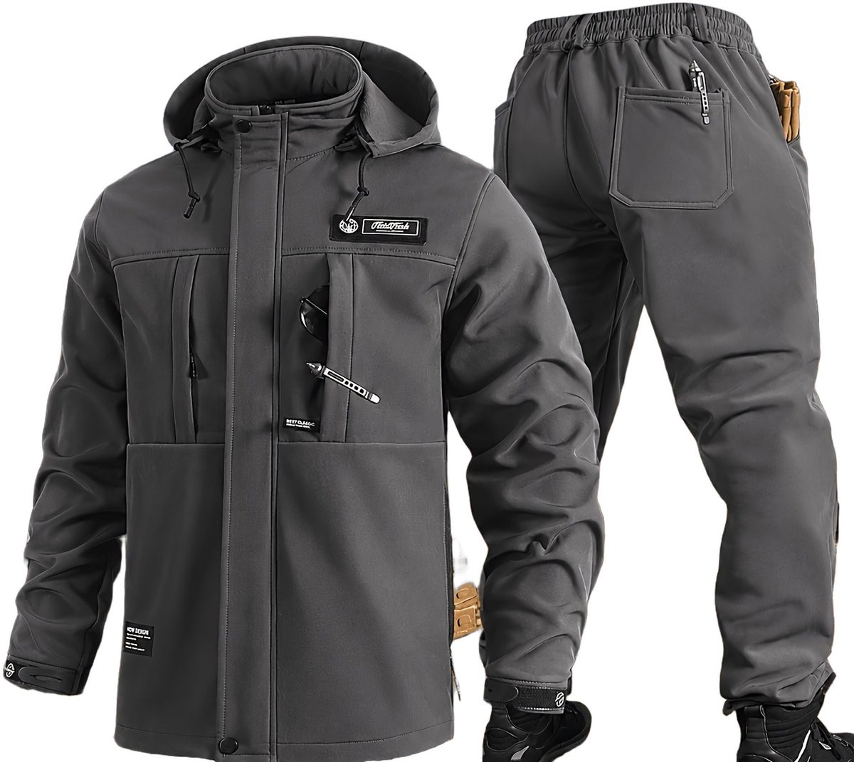 Currero Skipak Heren Ski Set Heren Skibroek Wintersportkleding Winddicht Warm Gevoerd Ski en Snowboard Skikleding Winter Grijs