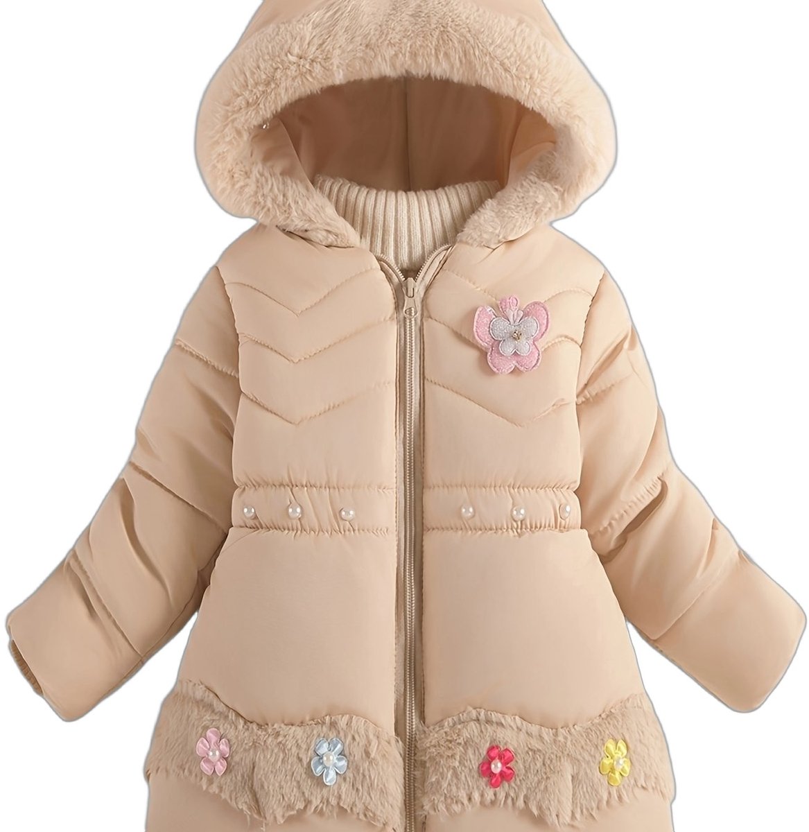 Currero Winterjas Parka Meisjes Lange Jas Meisje Wintermantel Overjas Gewatteerd Waterdicht Winter Stijlvol Mantel Kinderen 1-2 Jaar Beige