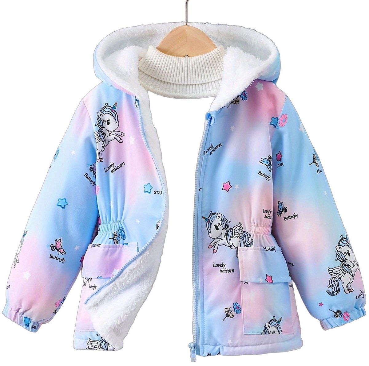 Currero Winterjas Parka Meisjes Lange Jas Meisje Wintermantel Overjas Gewatteerd Waterdicht Winter Stijlvol Mantel Kinderen 5 Jaar Poederblauw