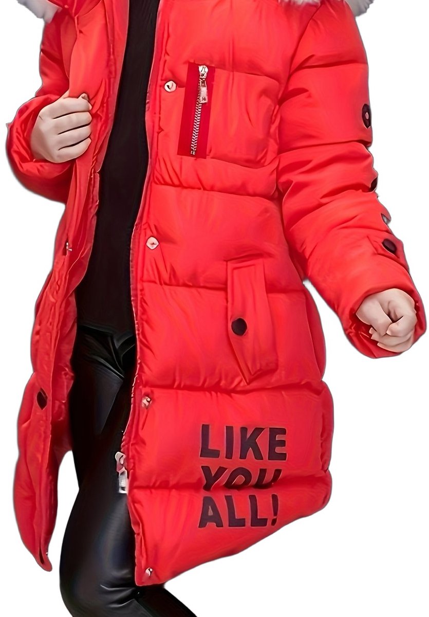 Currero Winterjas Parka Meisjes Lange Jas Meisje Wintermantel Overjas Gewatteerd Waterdicht Winter Stijlvol Mantel Kinderen 12 Jaar Rood