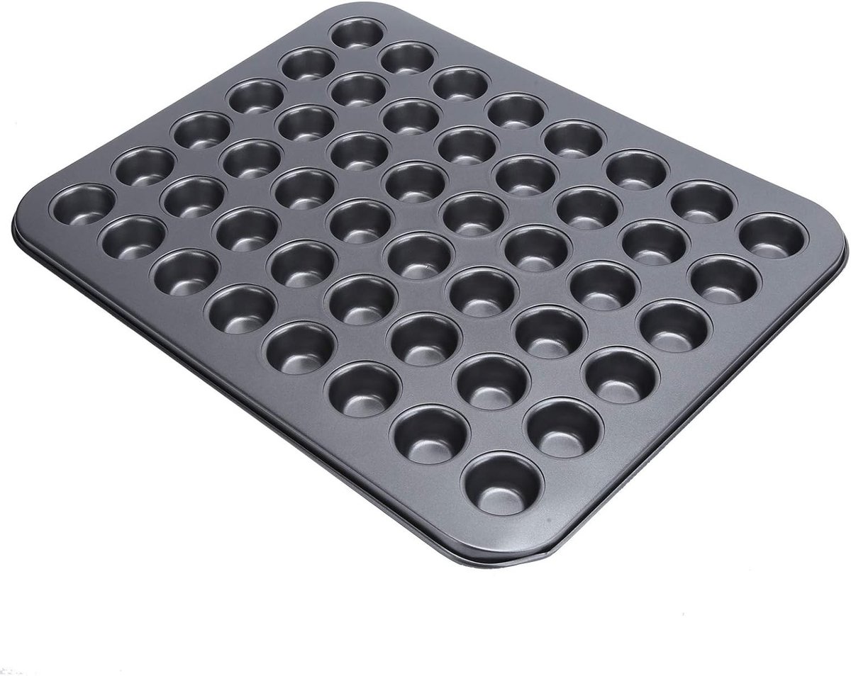 Bakvormen voor Muffins en Cupcakes - 48 Cup Mini Ronde Cakevormen van Carbonstaal voor Perfecte Bakresultaten