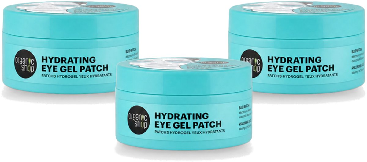 3 x Organic Shop - Eye Gel Patch Blue Matcha & Hyaluronic Acid - Verfrissend en Hydraterend - 60 Patches - Voordeelverpakking - 3 stuks