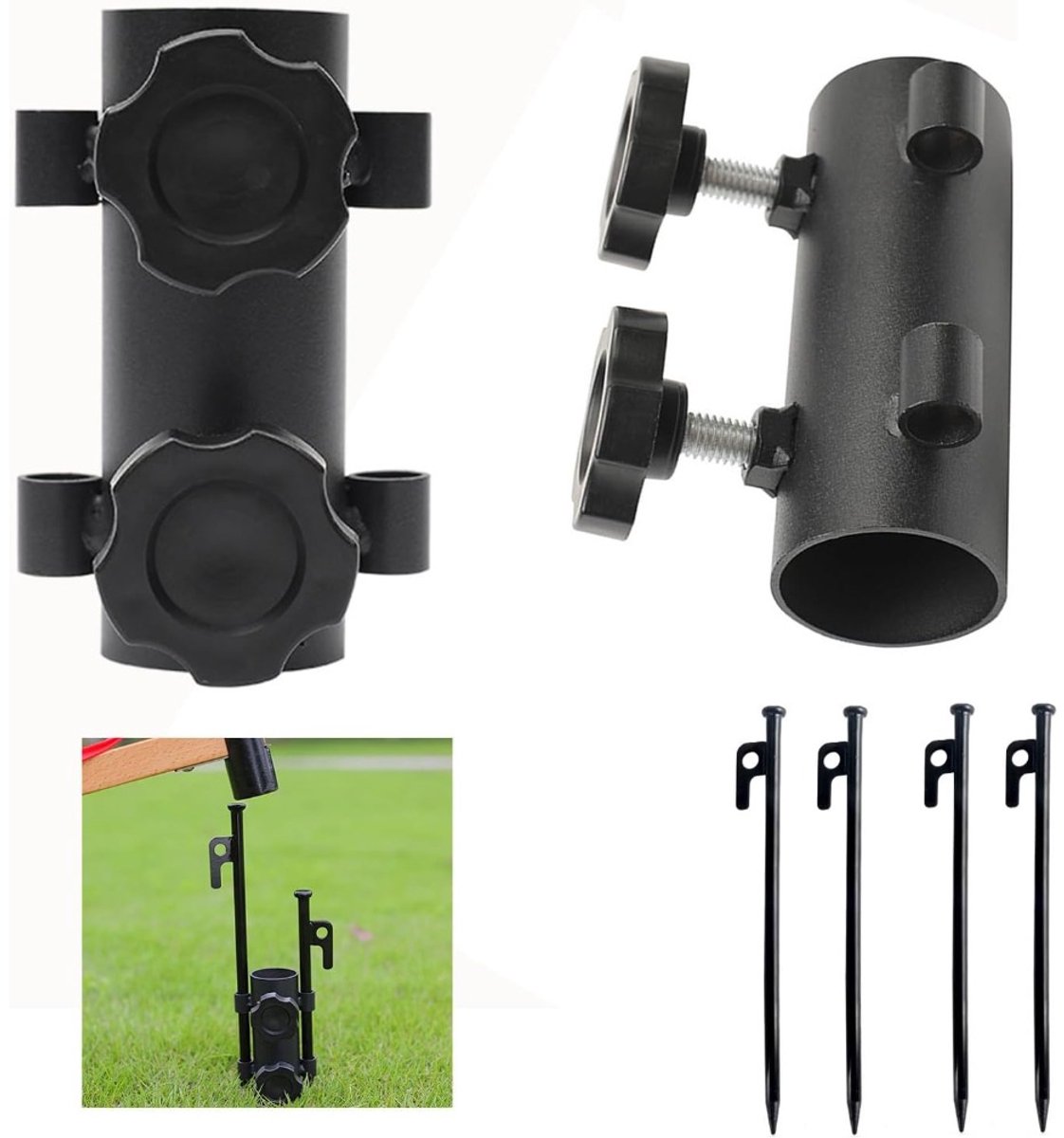 Grondpennen Tent 30cm - 4 Stuks Hoge Hardheid Staal met Dubbele Moer Fixatie - Antislip & Roestvrij - Voor Tent Luifel Paviljoen Camping & Buiten