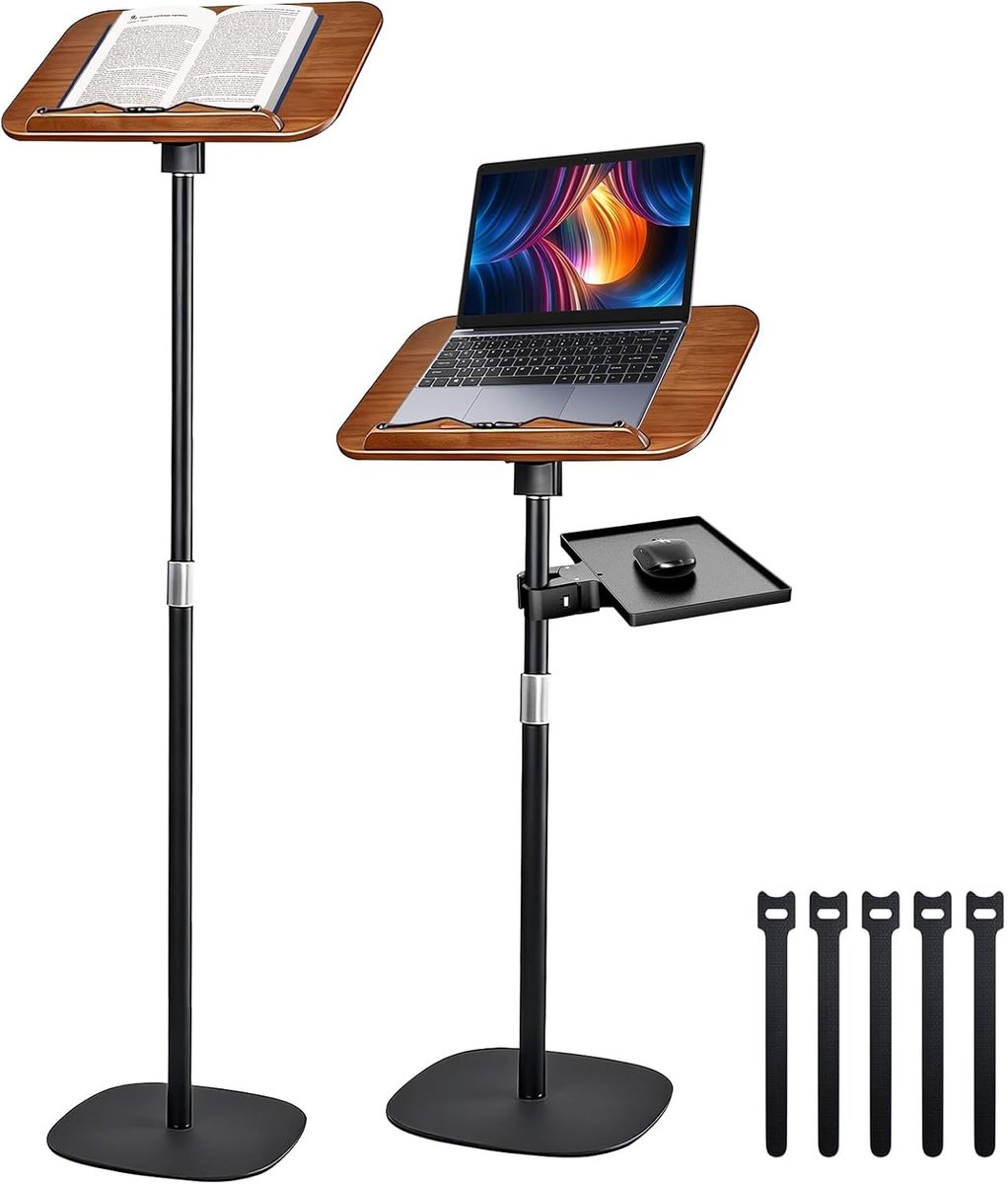 Verstelbare Laptopstandaard met Opbergruimte voor Kookboeken en Tablets, Ideaal voor Keuken en Thuiswerk
