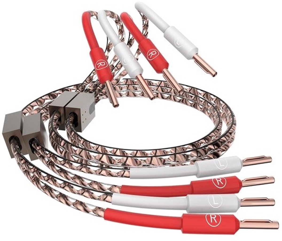 High-End Luidsprekerkabel 2m Platte Koperen Kern 99,999% OFC met Zuivere Koperen Banaanstekkers