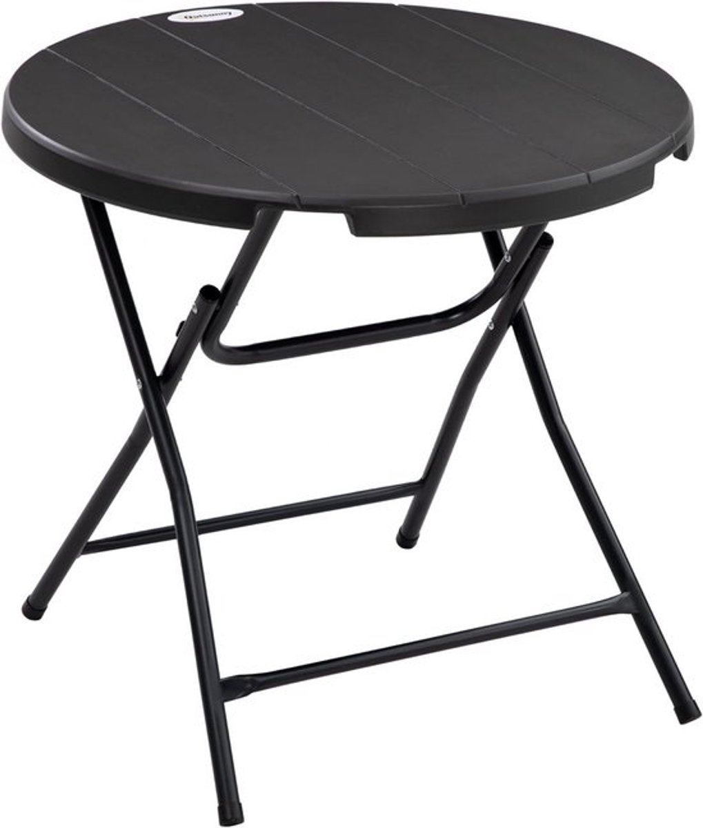 Ronde tuintafel voor 4 personen - Eettafel voor buiten met opvouwbaar design en weerbestendig tafelblad - Donkergrijs