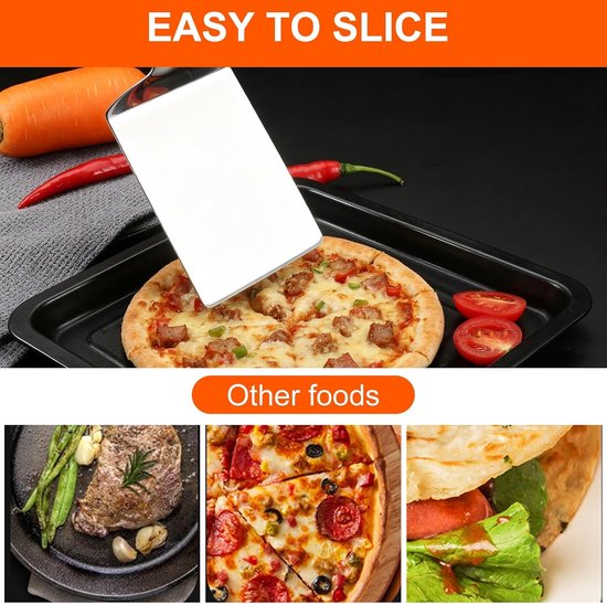2 stuks, roestvrij staal met snijfunctie, pizzaschep 29 x 9 cm, ergonomische handgreep met gripvast oppervlak, voor zelfgemaakte pizza, brood, cake — afbeelding 4