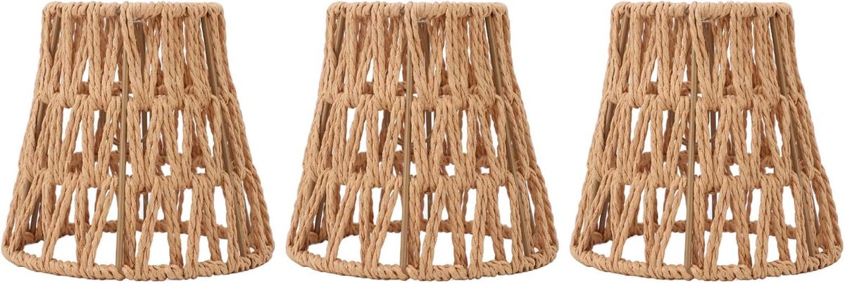 3 Pack Rotan Lampenkap, Kleine Boho Shades Vervanging Hanglamp Schaduw Plafondventilator Lichthoezen Cilinder Geweven Lampenkap voor Vloerlampen Hanglamp Kroonluchter