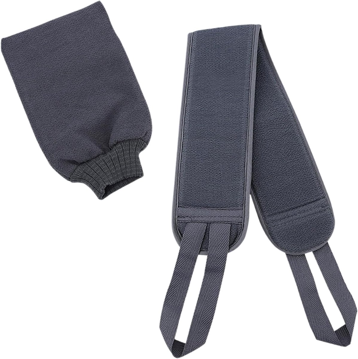 Badhanddoekenset voor heren, hulpgereedschap voor het wassen van de rug (grijs), peeling-handdoek, comfortabele douche-ervaring