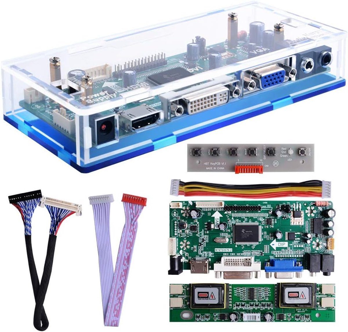 HDMI VGA DVI Arcade Audio-ingang LCD Controller Driver Board Kit met Acryl Case Voor HSD190MEN4 M170EN06 M170EG011280x1024 4CCFL 30Pin LCD-paneel, Geschikt voor Arcade1Up Monitor
