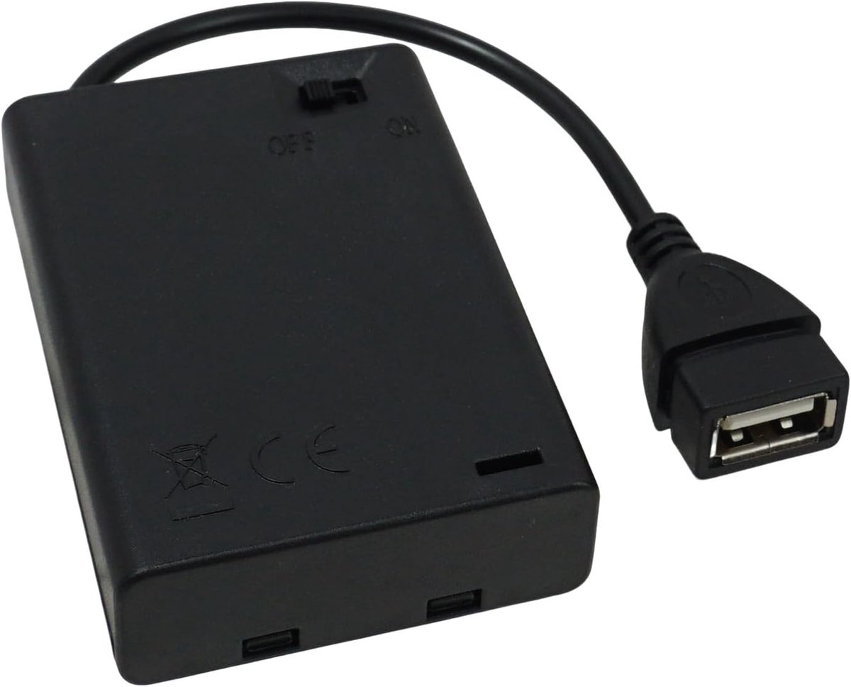 3AA batterijhouder met USB-aansluiting, 5 V batterijbox met aan/uit-schakelaar en deksel, batterijbehuizing met USB-kabel voor ledverlichting en elektronische accessoires