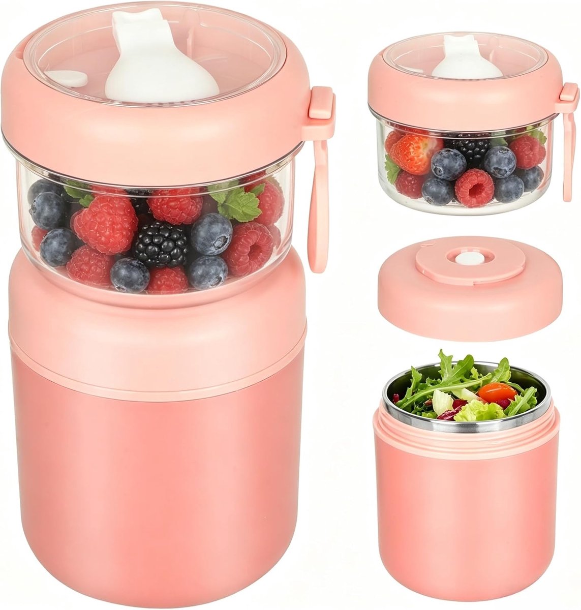 To go, yoghurtbeker om mee te nemen, heeft 2 vakken, veilig en