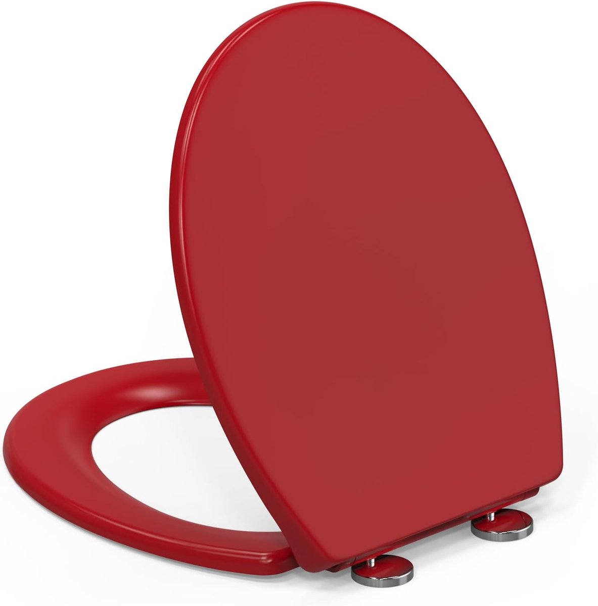 WC-bril O-vorm Universeel met Softclose, Toiletdeksel Eenvoudig te Reinigen, Draagkracht 150 kg, Retro Rood, 44,6 × 37,2 × 5,2 cm