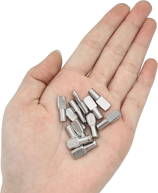 Set van 25 metalen plankensteunen en pennen van 5 mm voor boekenplanken, kaststeunen en meubelondersteuning — afbeelding 4