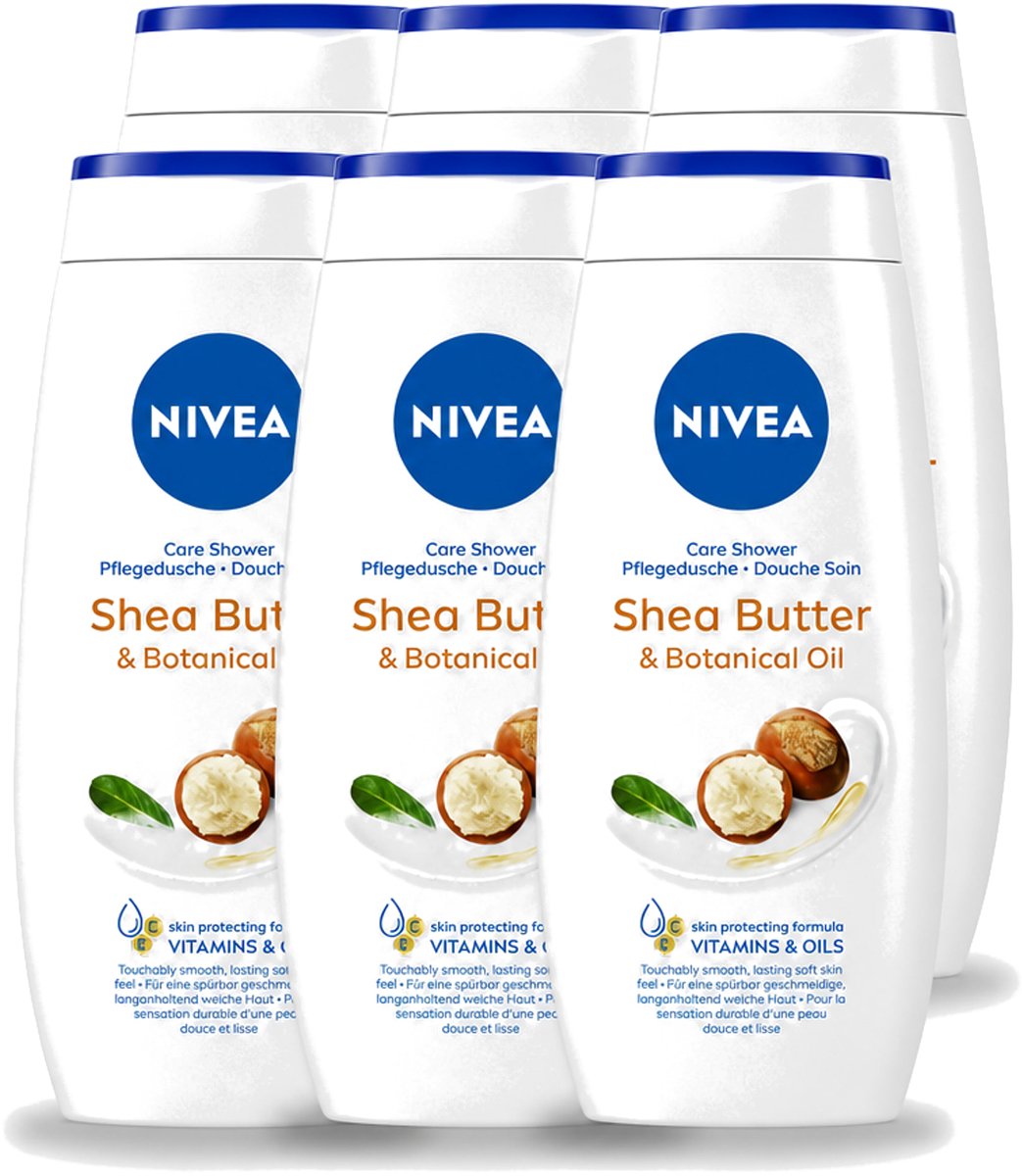 6 x Nivea - Douchegel - Shea Butter & Botanical Oil - 250 ml - Voordeelverpakking - 6 stuks