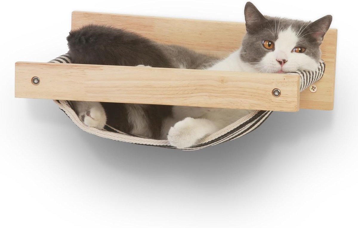 Kattenhangmat, aan de muur bevestigd, grote kattenplank - moderne bedden en zitstokken - hoogwaardig kattenmeubilair om in te slapen, spelen, klimmen en loungen - tot 18 kg draagvermogen