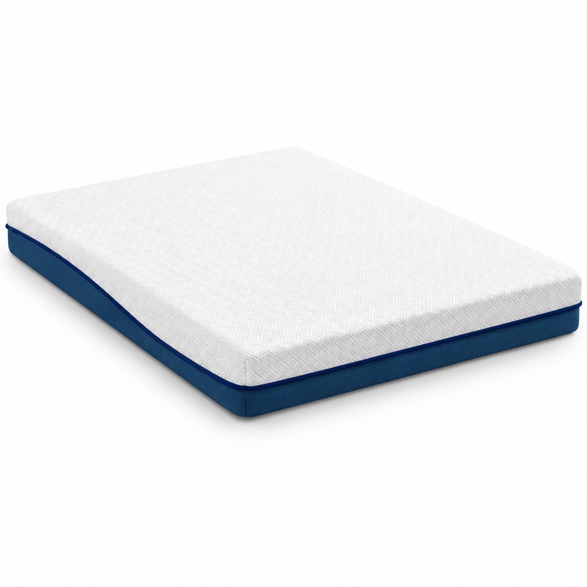 REDOM Traagschuimmatras - Groene theeschuimkern - Geltraagschuim toplaag - Afneembare hoes met ritssluiting - Polyester - Wit en blauw - 160 x 200 x 20 cm