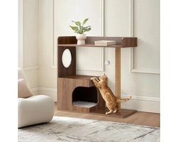 Kattenmeubel wandkast met krabpaal en huisje