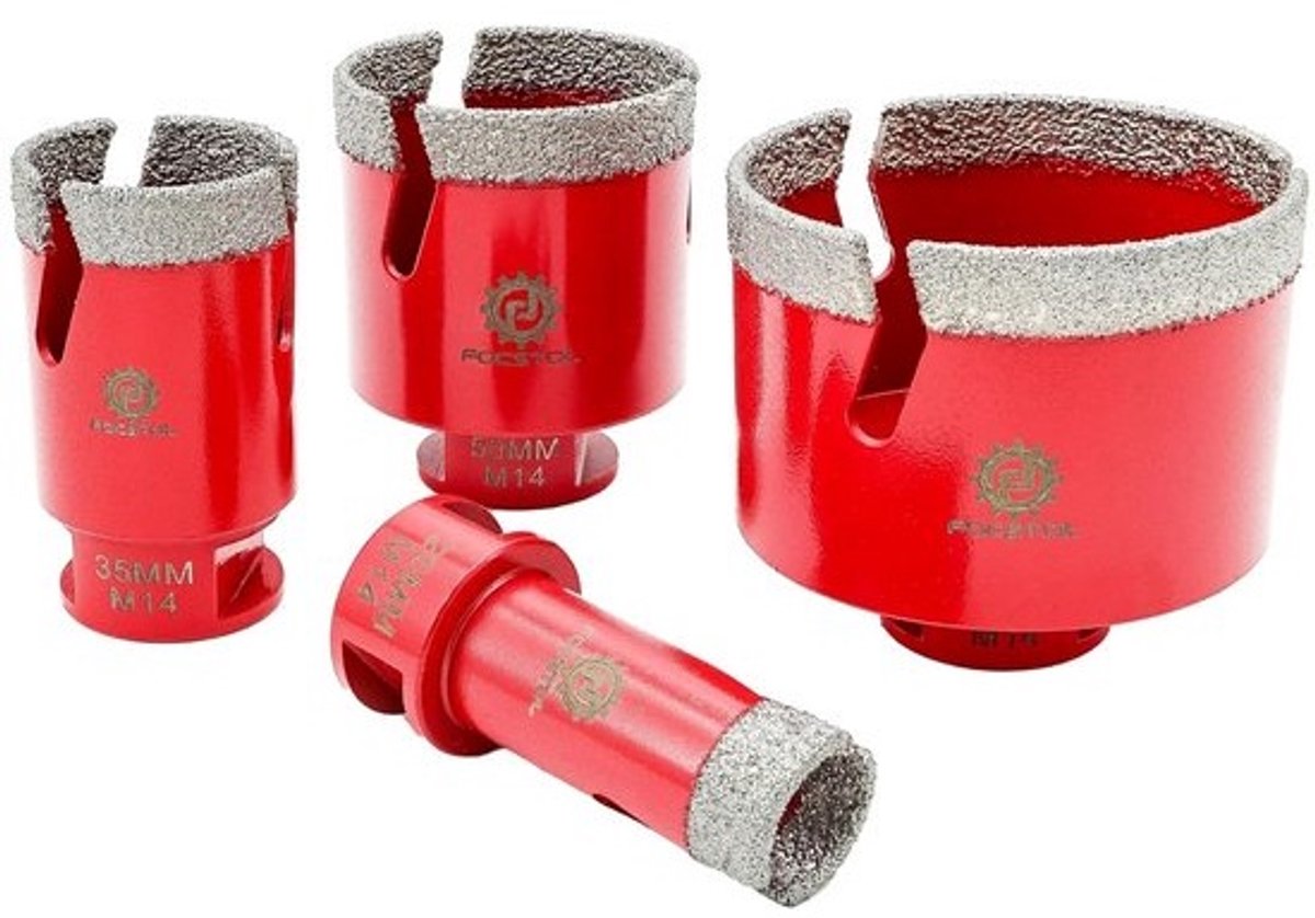 Diamant tegelboorset - Boorkronen set - Precisie boren - Vacuüm gesoldeerd - 4 stuks - Zilver