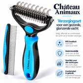 Château Animaux® 2-Zijdige Hondenkam voor Ondervacht - Onderwolkam en Fijne Ontklitkam - Hondenborstel - Verzorgingskam set