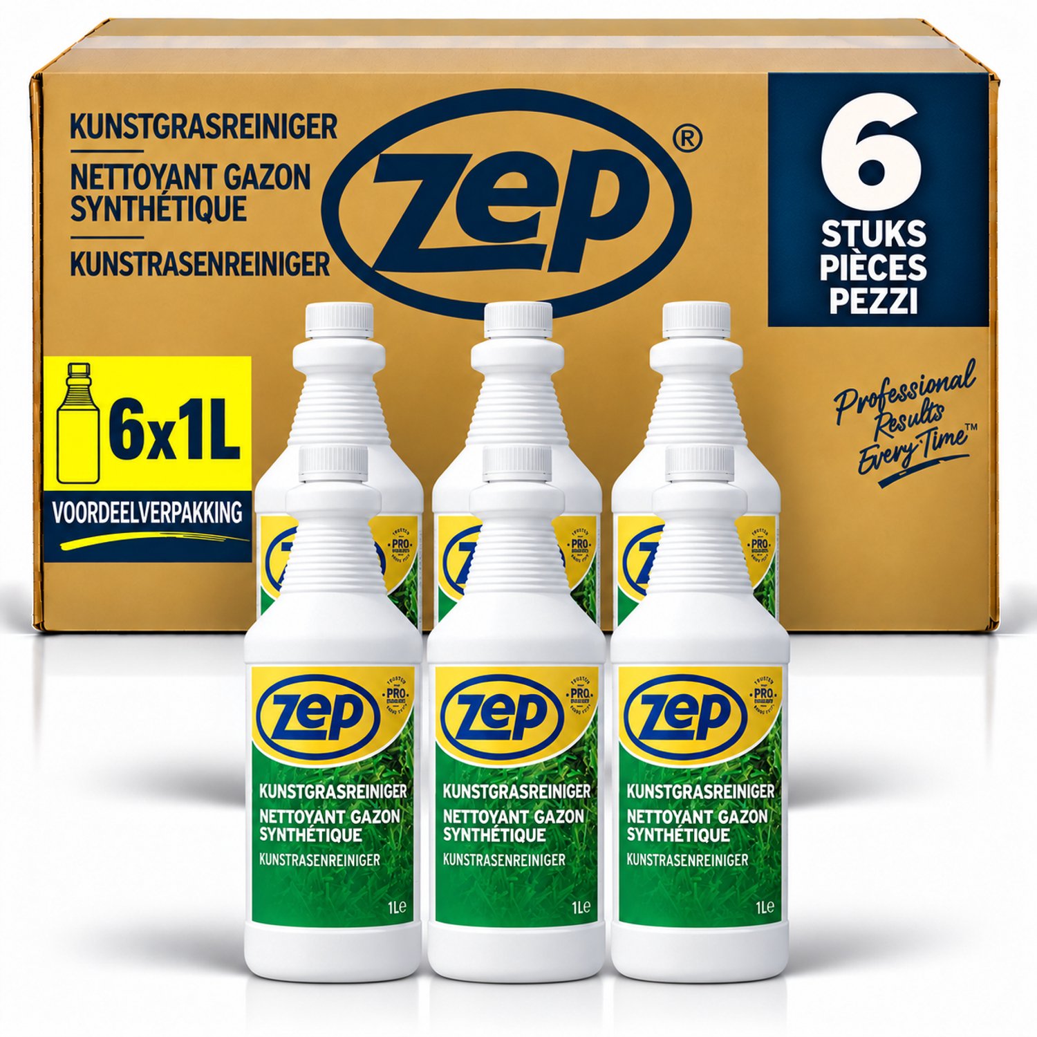 ZEP Kunstgrasreiniger 1 L – 6 Stuks – 3-in-1 Enzymatische Geurverwijderaar, Reinigt en Verfrist, Concentraat voor Kunstgras, Kind- en Huisdiervriendelijk