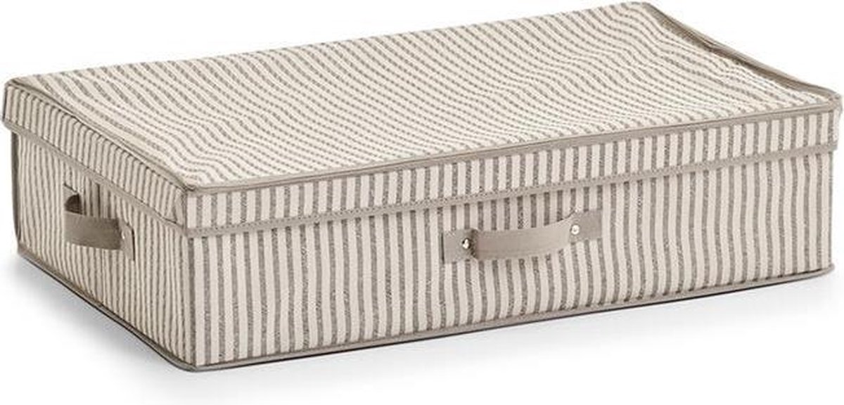 Zeller - Storage Box w. lid "Stripes" , non-woven, beige