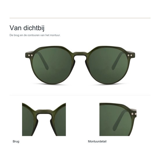 YaeTee NDL6847 - Ronde zonnebril dames en heren - Groen - Met brillenkoker, doekje en doosje — afbeelding 3