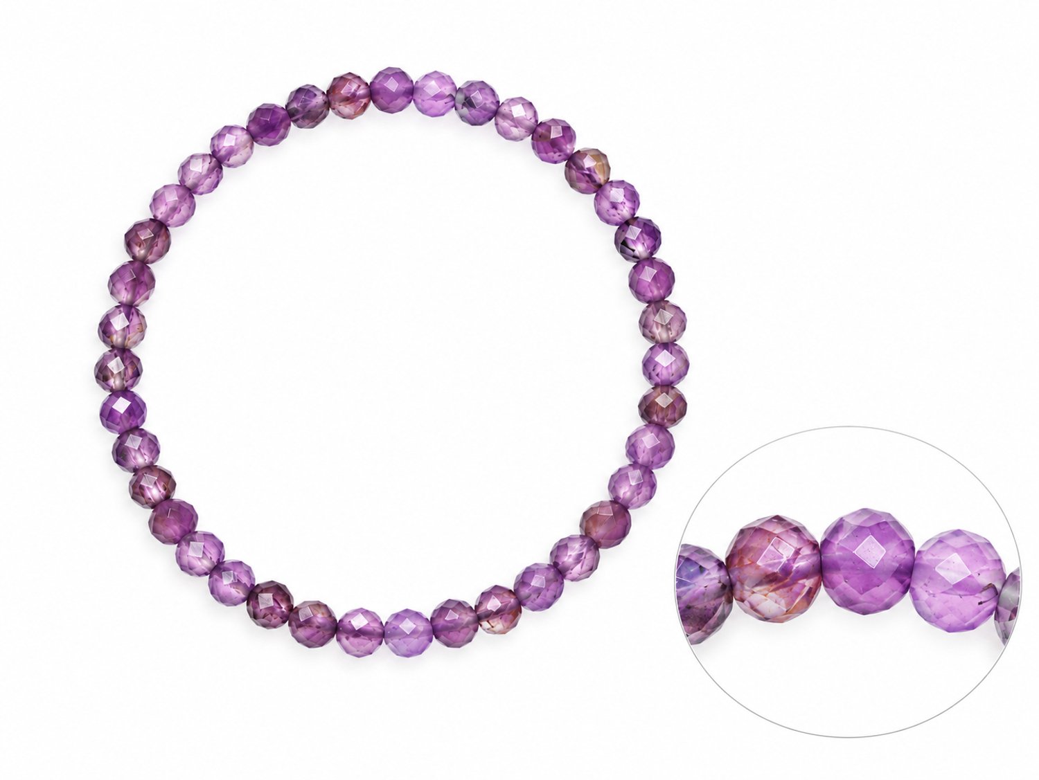 Amethist Armband Gefacetteerd – Natuurlijke Edelsteen Armband – 4 mm Kralen – 17 cm – Paarse Amethist – Fijn Geslepen Kralenarmband – Elegante Damesarmband – Edelstenen Sieraad – Cadeau voor Haar