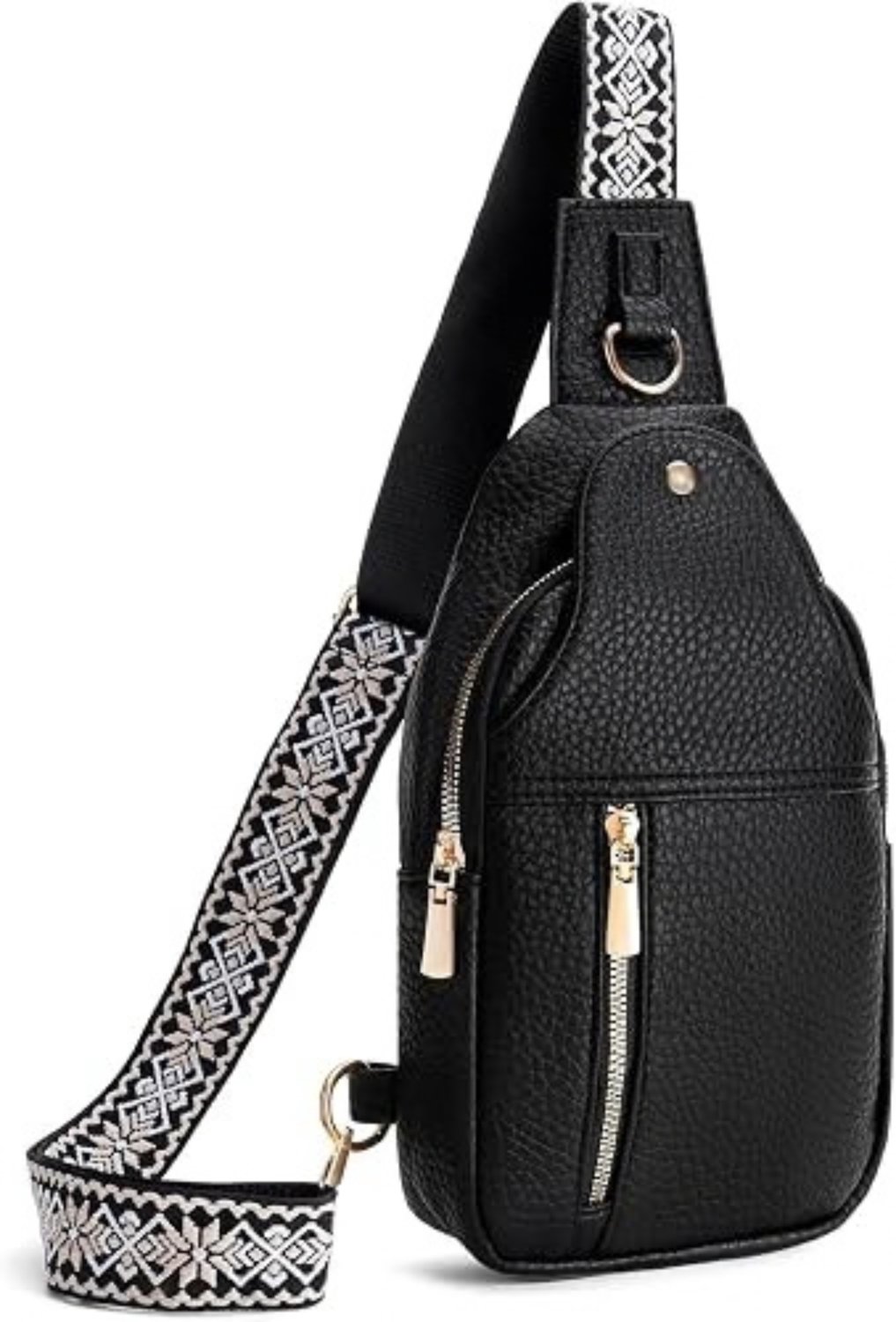Schoudertas dames - Crossbody voor reizen - Borsttas met verborgen vakken - Hoofdtelefoonopening voor onderweg - Kunstleren krasbestendige buitenzijde - D-ring voor accessoires - Links of rechts draagbaar - Zwart - Verstelbare schouderband
