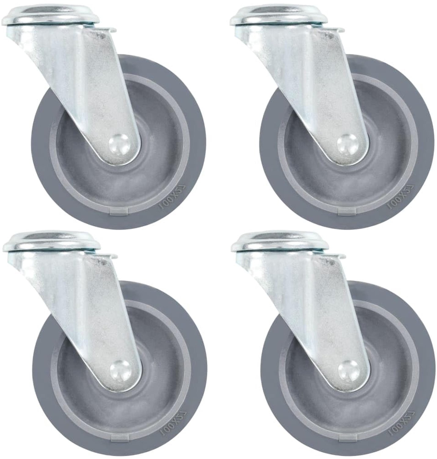 Zwenkwielen 100 mm - TPR-rubber - geruisloze werking - ideaal voor werkbanken en meubels - 4 stuks - ServiceTopper