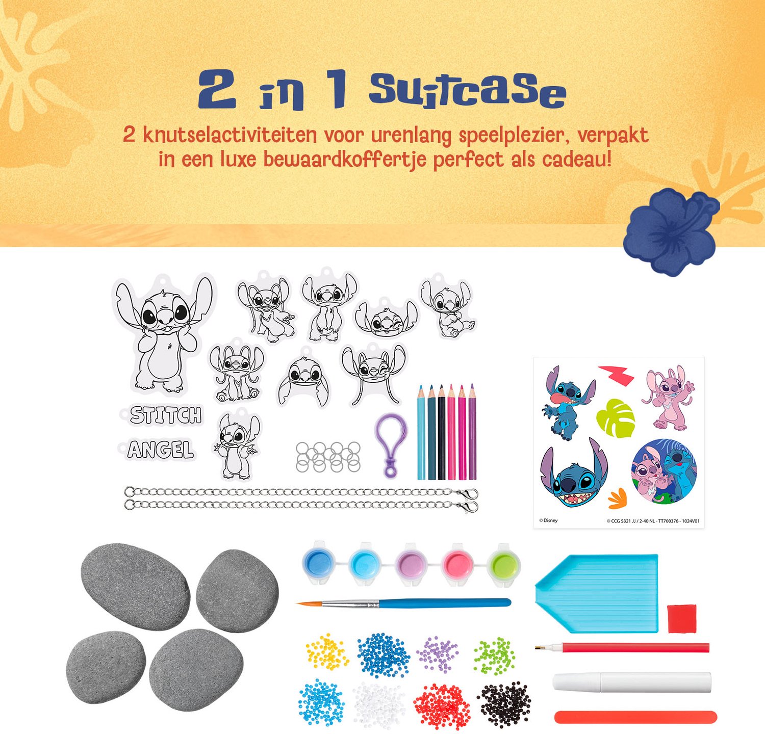 Disney Stitch 2-in-1 Knutselkoffer - Sieraden maken met krimpfolie - 4 stenen versieren - 8 kleuren steentjes - Speelgoed Kinderen - Knutselen - Voor meisjes en jongens - Vanaf 4 jaar - Totum — afbeelding 2