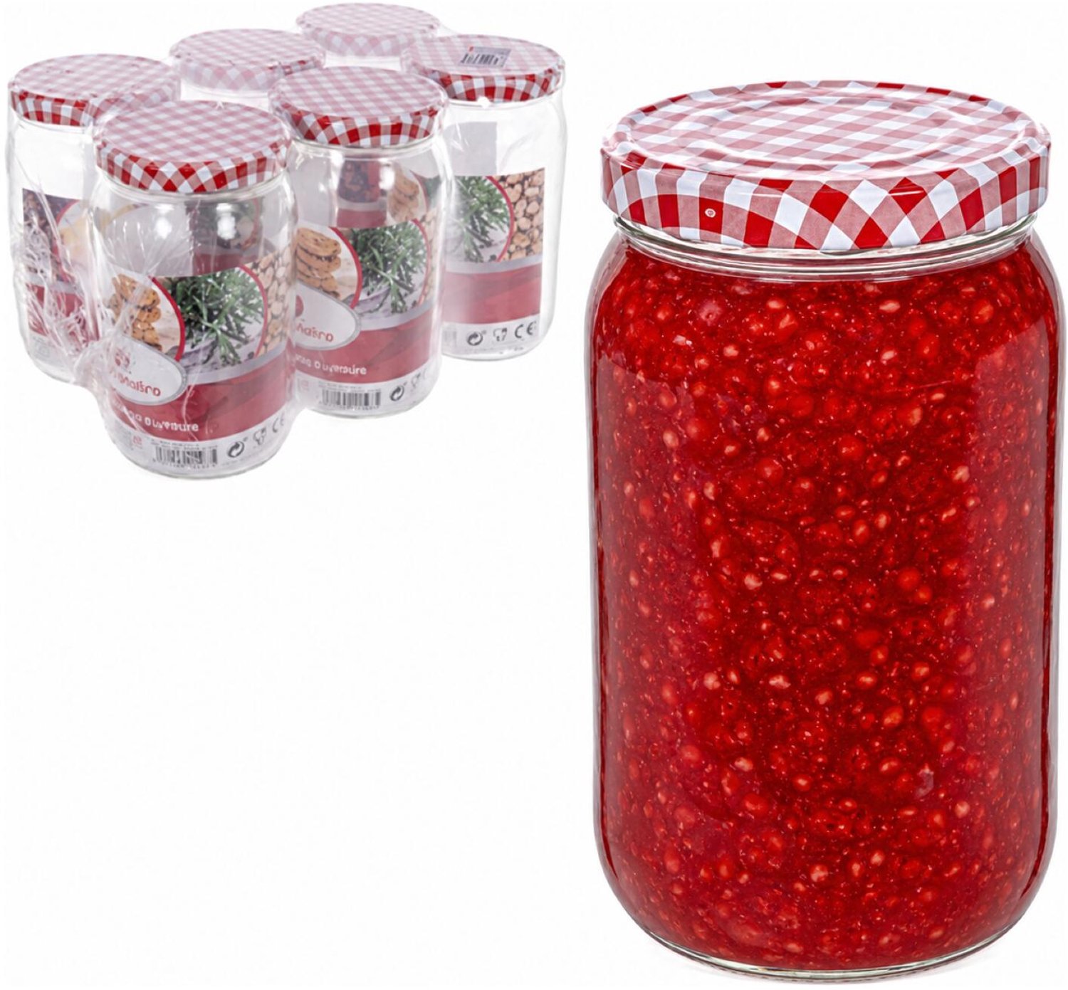 Alessandro Weckpotten / inmaakpotten Juicy - 6x stuks - transparant - 2000 ml - met draaideksel - glas - lege potjes - voedsel bewaren