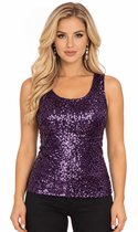 Paars Glitter Top - Dames - Shirt - Glinster - Feest